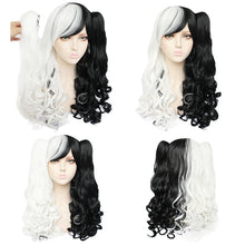 Load image into Gallery viewer, Black and White Double Pony Tail Wig
